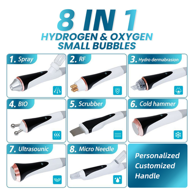 8 In 1 Oxygen untuk Wajah Gelembung Kecil Sistem Pengelolaan Kulit Multifungsi