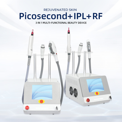 OEM Penghapusan Rambut Penghapusan Tato Mesin Pengetatan Kulit 3 Handle RF Elight IPL Nd Yag Laser 5 In 1 Multifunction Beauty Machine